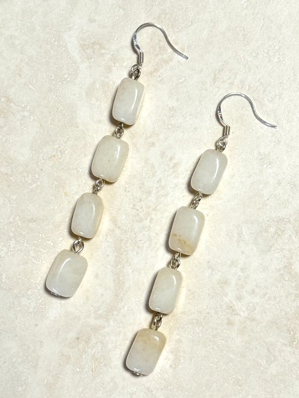2/$20, Pale Yellow Agate Long Dangle Earrings, Gemstone & Sterling Silver Hook